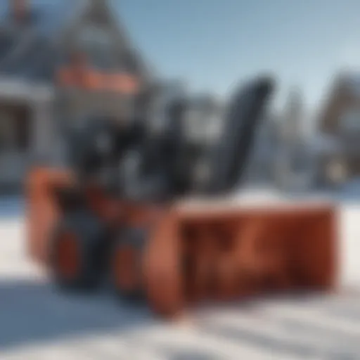 Powerful snowblower clearing a large driveway