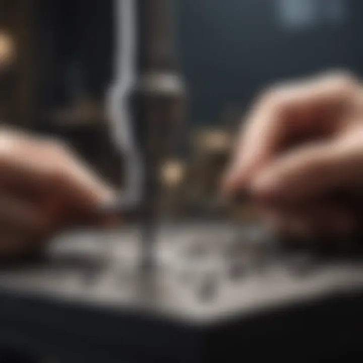 Screw extractor tool in use on a damaged screw