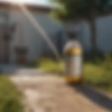 Chemical Treatment Application Spraying chemical treatment in an outdoor area