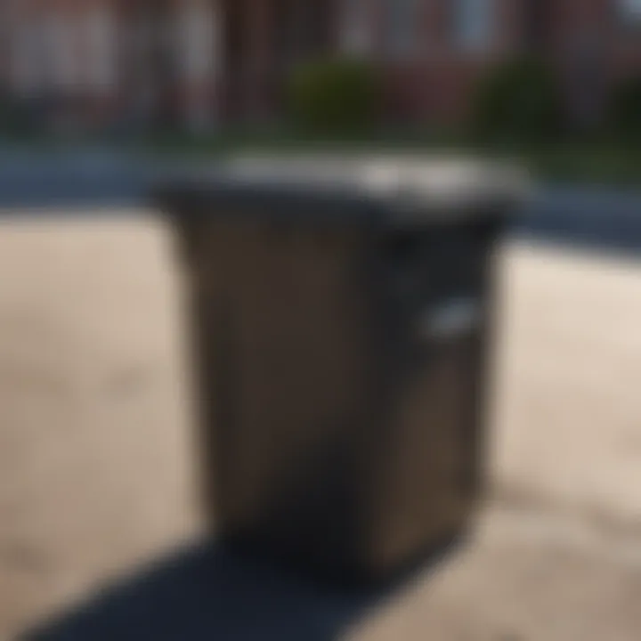 Trash can bands securing outdoor trash bags
