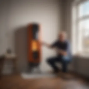 Expert installing an electric home heating unit