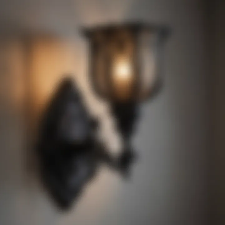 Captivating Shadows Elegant black lantern sconce casting captivating shadows