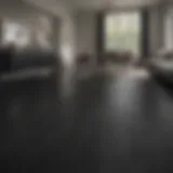 Elegant Black Wood Peel and Stick Flooring in Minimalist Living Room