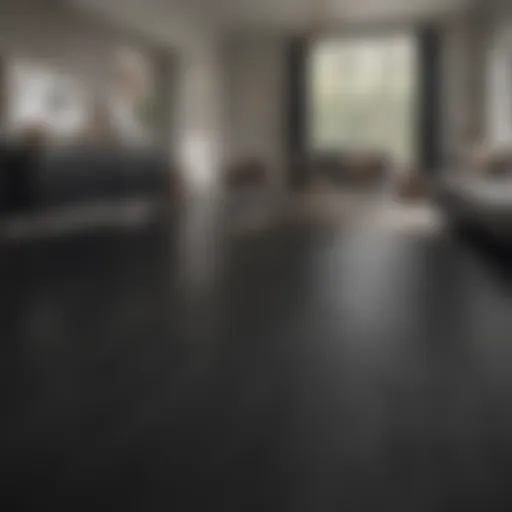 Elegant Black Wood Peel and Stick Flooring in Minimalist Living Room