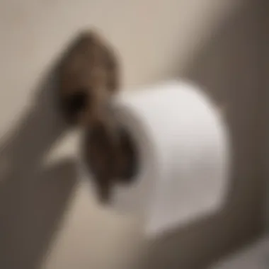 Bronze toilet roll holder featuring elegant scrollwork