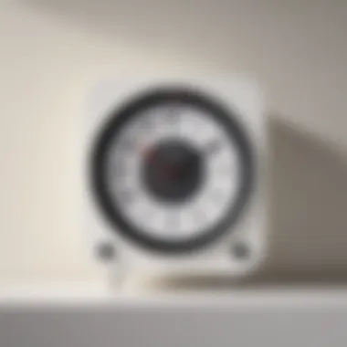 Sleek and Modern Design of RCA Clock A sleek and modern RCA clock on a minimalist white background