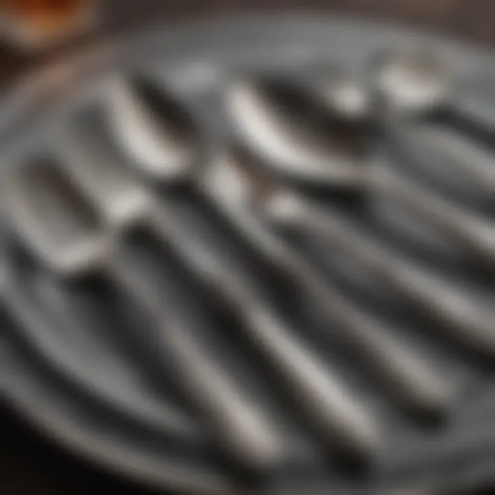 Luxurious silver royal flatware set on display