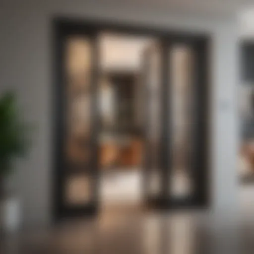Elegant bifold door with glass in modern interior