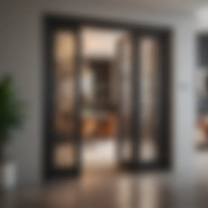 Elegant bifold door with glass in modern interior