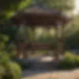 Elegant gazebo nestled in lush garden