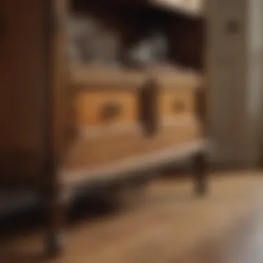 Elegant pine bun feet on antique cabinet