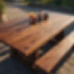 Elegant wood picnic table with intricate design