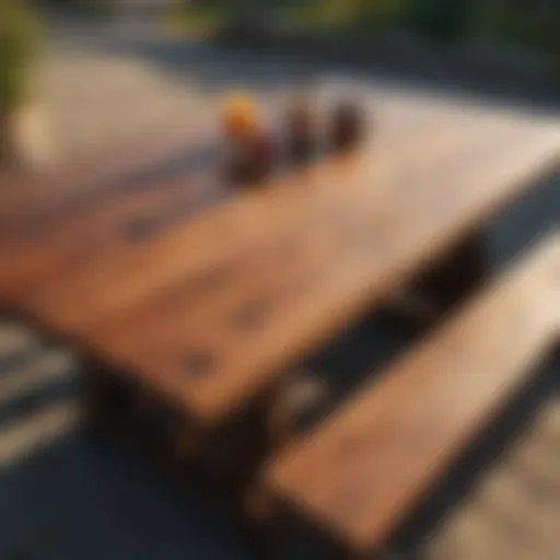 Elegant wood picnic table with intricate design
