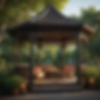 Enchanting Gazebo Decor Exquisite outdoor gazebo decor with decorative lanterns and textiles