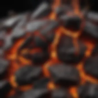Fiery Charcoal Brilliance Close-up of Ember-Red Charcoal Flames