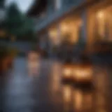 Glowing lanterns casting a warm ambiance on patio