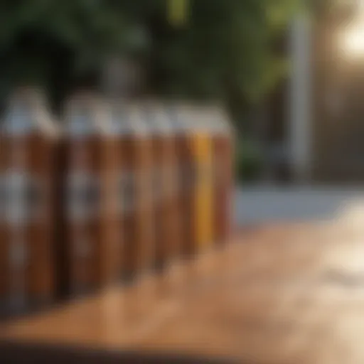 Wooden table with outdoor wood finish spray cans