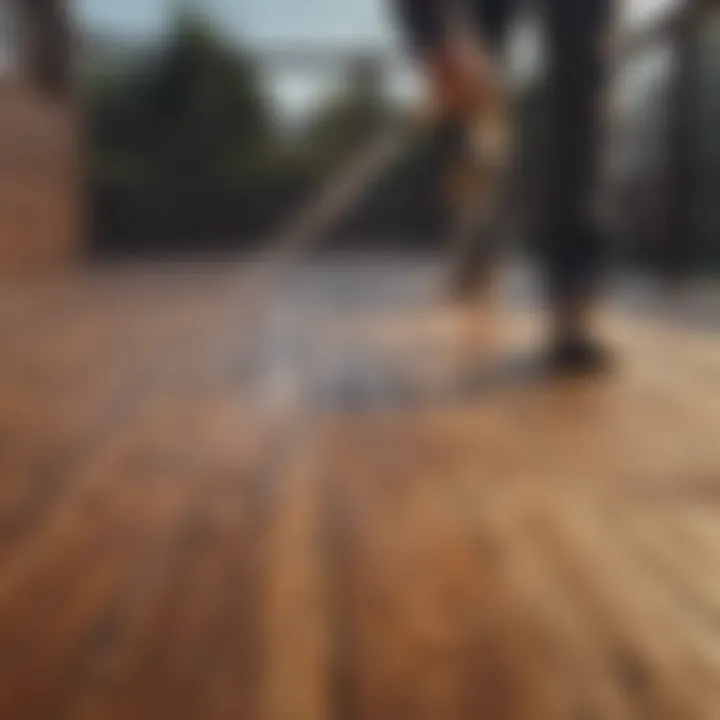 Outdoor wood finish spray results on a deck