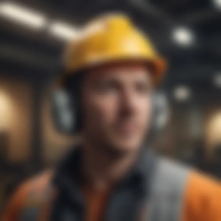 Worker Wearing Radio-Bluetooth Hearing Protection