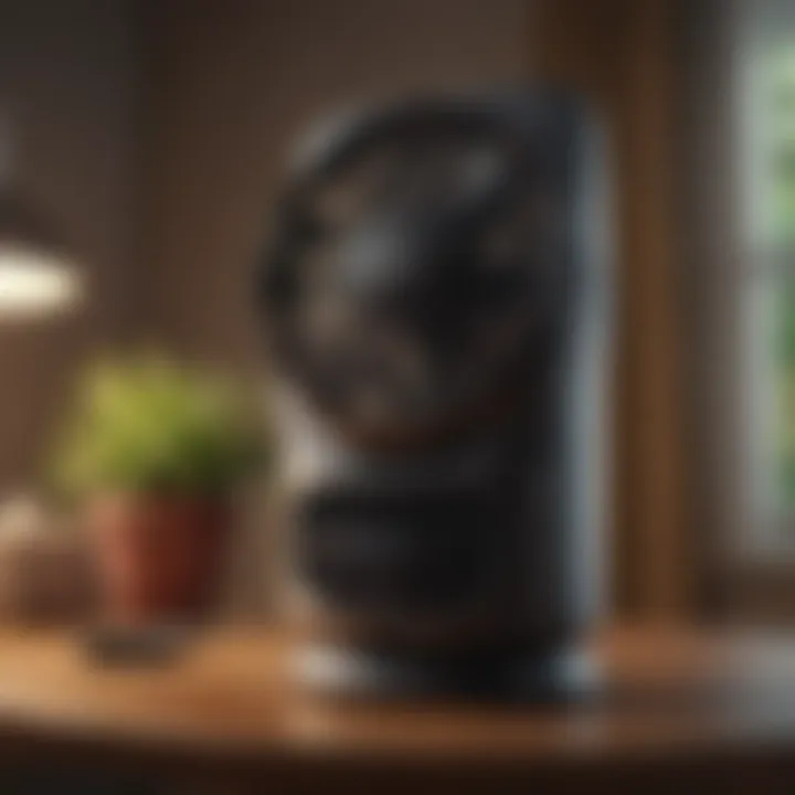 Tabletop tower fan in a cozy home environment