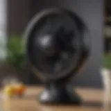 Modern tabletop tower fan in elegant black finish