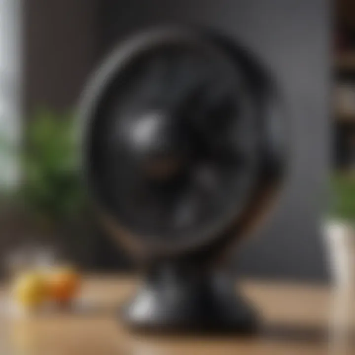 Modern tabletop tower fan in elegant black finish