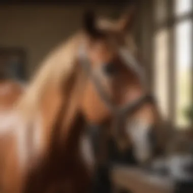Equine Companion Relaxing During Grooming Session Equine Companion Enjoying Pampering Session