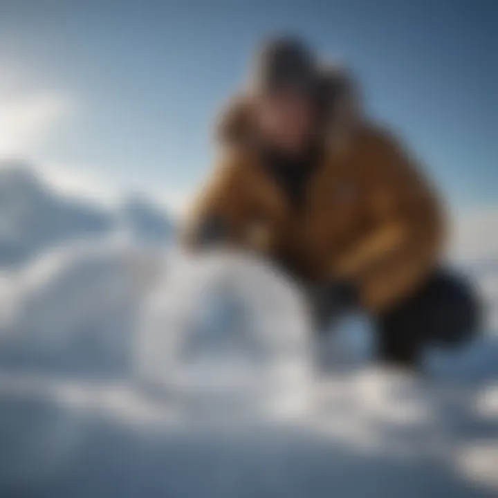 Eskimo Inuit artisan crafting ice blocks