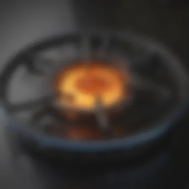 Close-up of electric stove burner bowl heating element