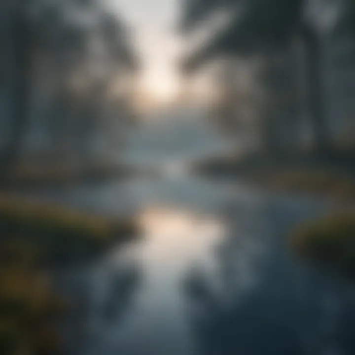 Ethereal Mist Blanketing the Serene Pond at Dawn