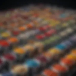 Containers of quick set thinset showcasing different colors and textures