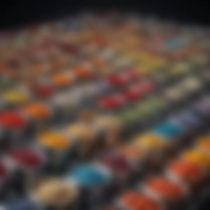 Containers of quick set thinset showcasing different colors and textures