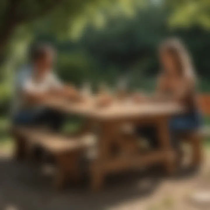 Expert choosing the best wood picnic table for informed decision-making