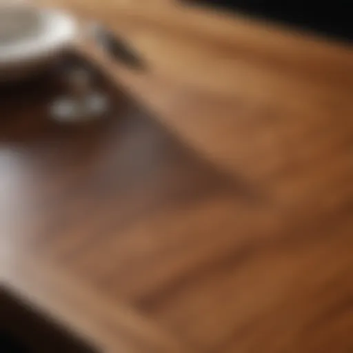 Gleaming Minwax Hickory tabletop reflecting soft light