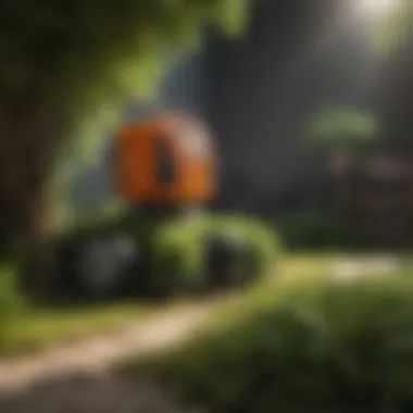 A battery powered shrub trimmer charging, demonstrating battery life and power management.