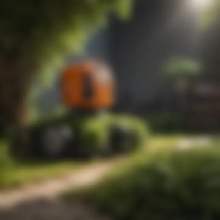 A battery powered shrub trimmer charging, demonstrating battery life and power management.