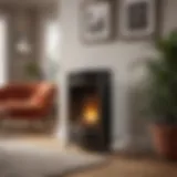 Elegant gas space heater in a modern living room