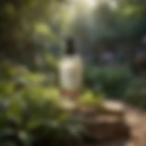 Eco-friendly botanical mosquito repellent spraying in a garden setting