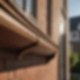 Close-up view of stylish brown gutter system integrated into a modern home