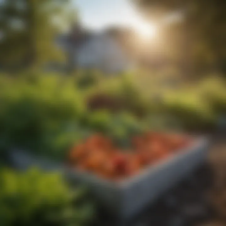 Healthy Coastal Maine Garden Vegetables Sun-kissed vegetables growing healthily in raised bed mix on Maine's picturesque coast