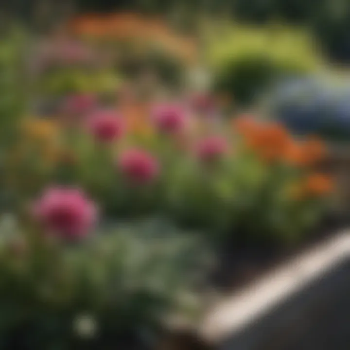 Vibrant Coastal Maine Garden Flowers Close-up of vibrant flowers thriving in raised bed mix by the Maine coast