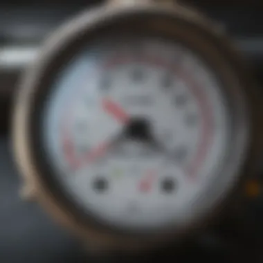 Pressure Gauge: Monitoring Performance Close-up of the pressure gauge indicating pressure levels