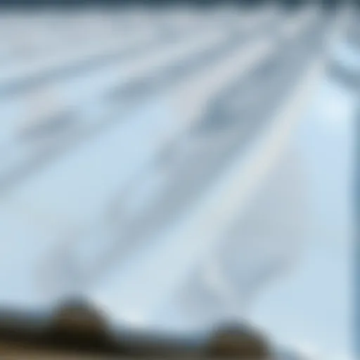 Texture and Finish of Fibered Aluminum Coating A close-up view of fibered aluminum roof coating application showcasing its texture and finish