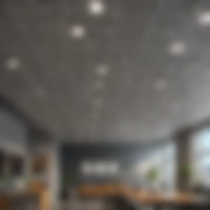 Detailed view of USG ceiling tile installation in a modern space