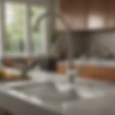 Stylish Kitchen Installation of Moen Faucets Moen center set faucet installed in a stylish kitchen setting