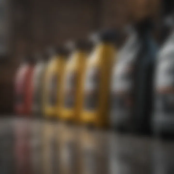 Different types of pressure washer concentrate cleaners displayed