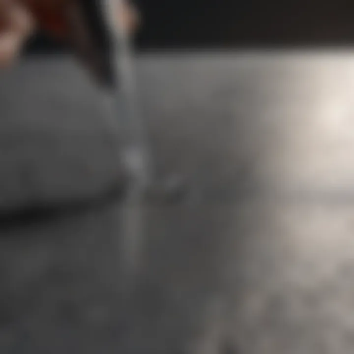 A close-up of FRP glue application on a composite surface