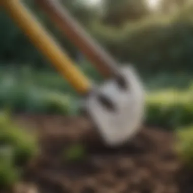 Close-up of a well-constructed garden mattock head
