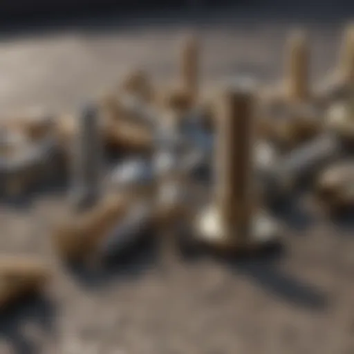 Variety of outdoor screws laid out for comparison