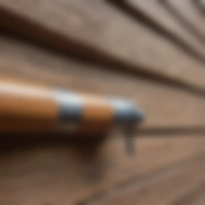 Close-up of a caulk application on wooden siding